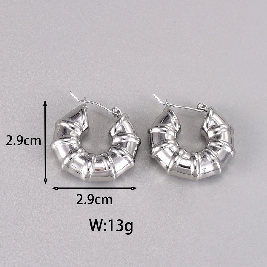 1 Pair Simple Style Classic Style C Shape Plating 304 Stainless Steel Titanium Steel 18K Gold Plated Ear Studs - CEJEW