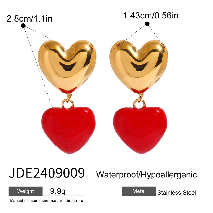 1 Pair Casual Exaggerated Heart Shape 304 Stainless Steel 18K Gold Plated Drop Earrings Earrings