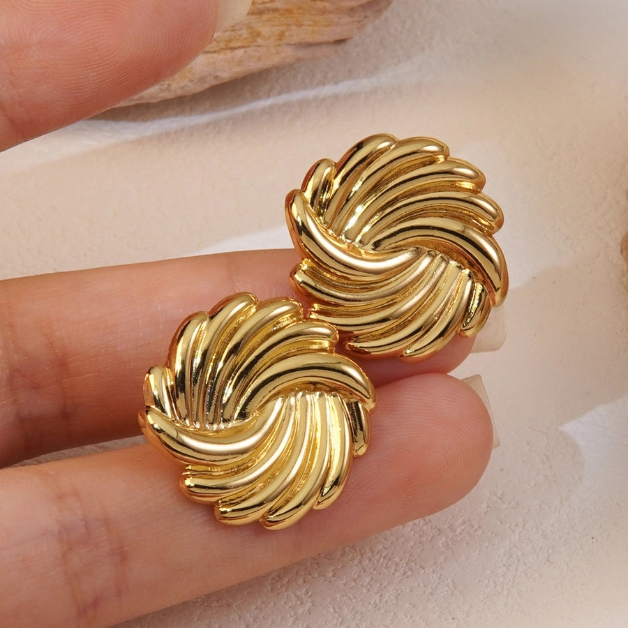 1 Pair Simple Style Streetwear Commute Round 304 Stainless Steel Imitation Gold  Ear Studs