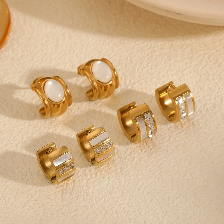 1 Pair IG Style Geometric Polishing Plating 304 Stainless Steel 18K Gold Plated Earrings