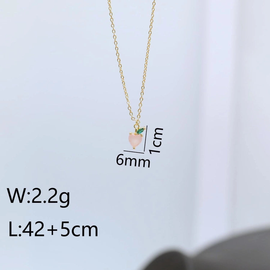 Copper 18K Gold Plated Fruit Zircon Pendant Necklace