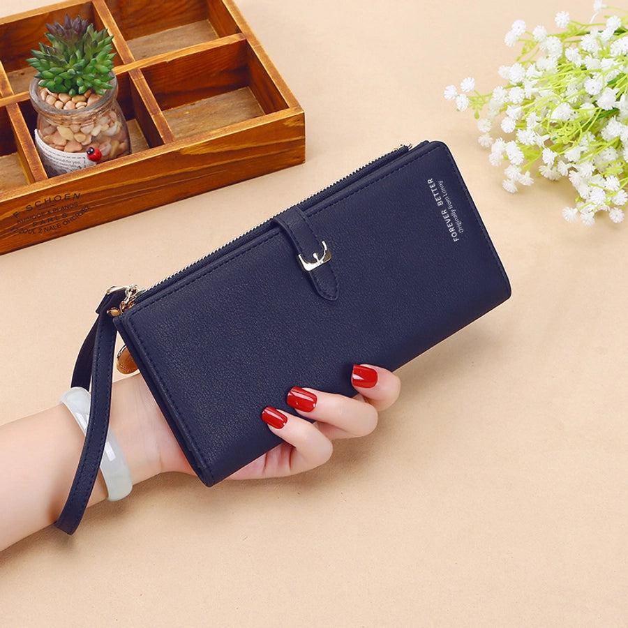 Women's Solid Color Pu Leather Buckle Wallets