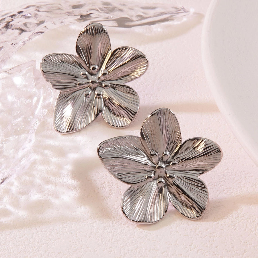 1 Pair Elegant French Style Sweet Geometric Flower 304 Stainless Steel Imitation Gold  Ear Studs