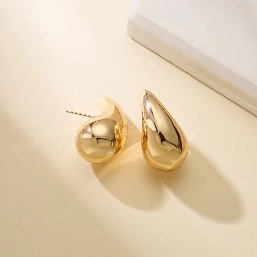 1 Pair Simple Style Water Droplets Plating 304 Stainless Steel 18K Gold Plated Stainless Steel Earrings