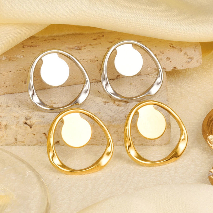 1 Pair Simple Style Commute Geometric Plating 304 Stainless Steel Ear Studs - CEJEW