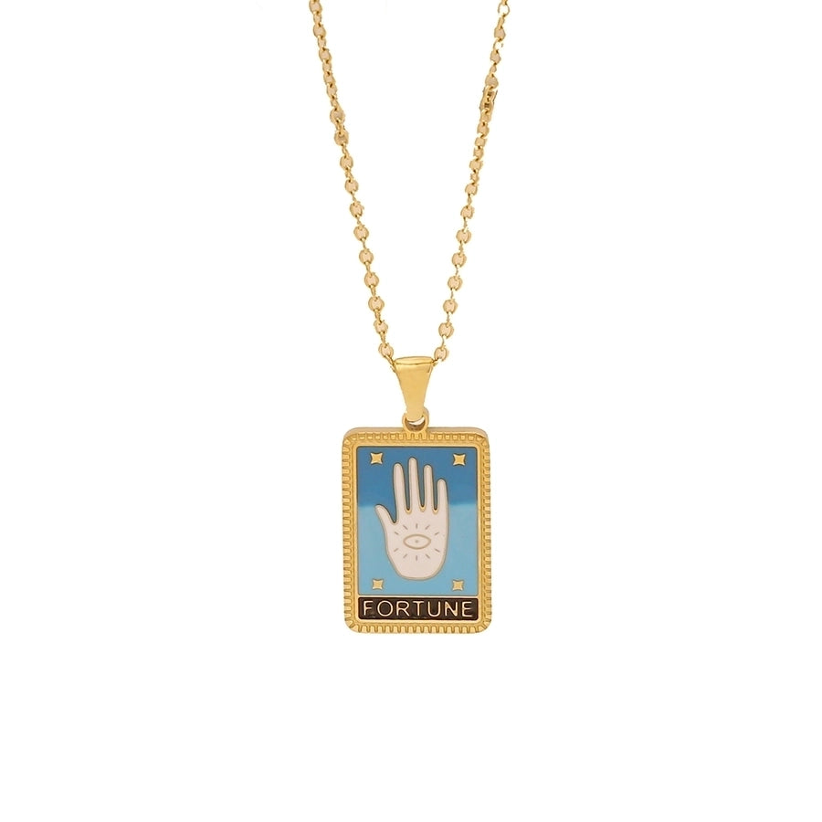 Jewelry Lady Rectangle 304 Stainless Steel 18K Gold Plated Plating Pendant Necklace