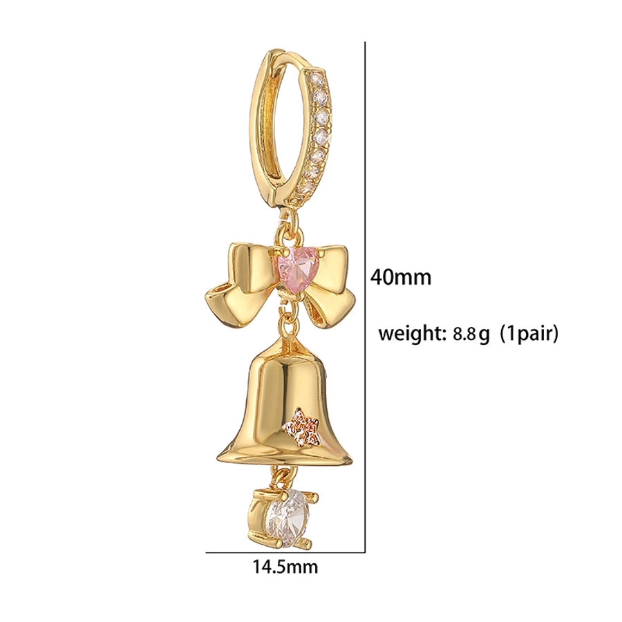 1 Pair Christmas Casual Christmas Sweet Christmas Hat Christmas Tree Santa Claus Plating Hollow Out Inlay Copper Zircon Drop Earrings