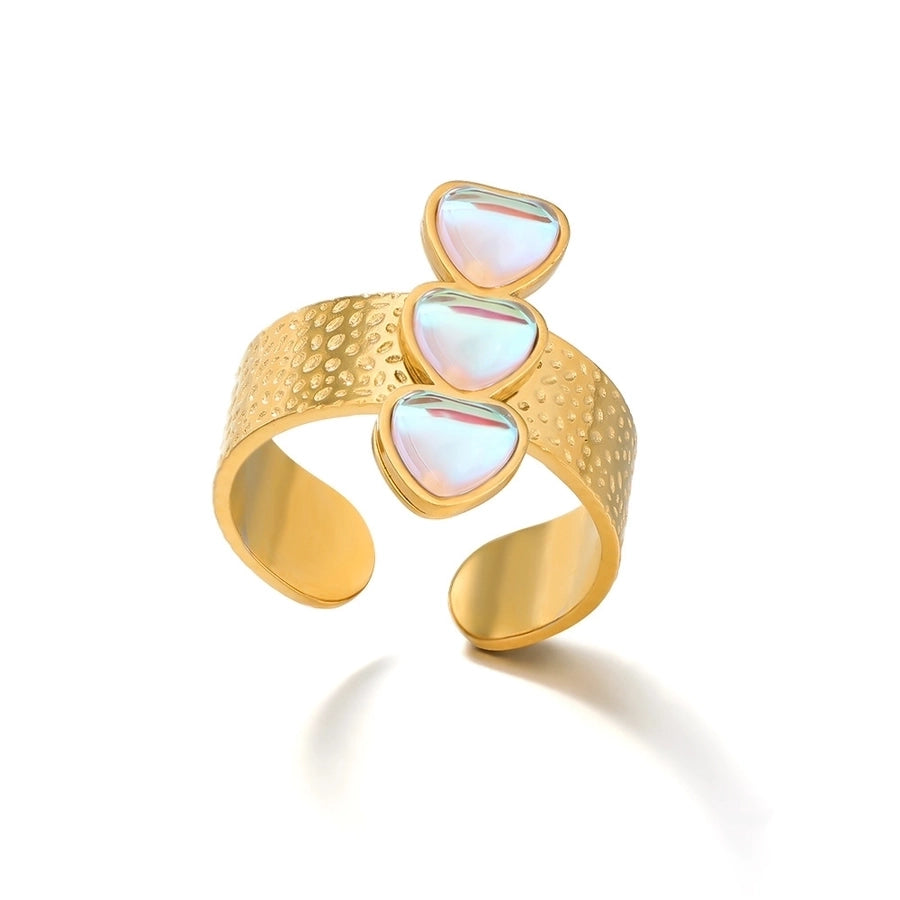 Jewelry Simple Style Heart Shape 304 Stainless Steel Opal Inlay Stainless Steel Rings