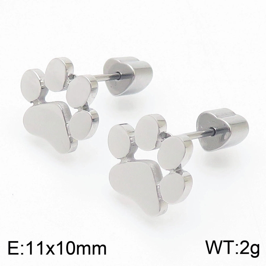 Fashion Heart Titanium Steel 18K Gold Plated Earrings Ear Studs