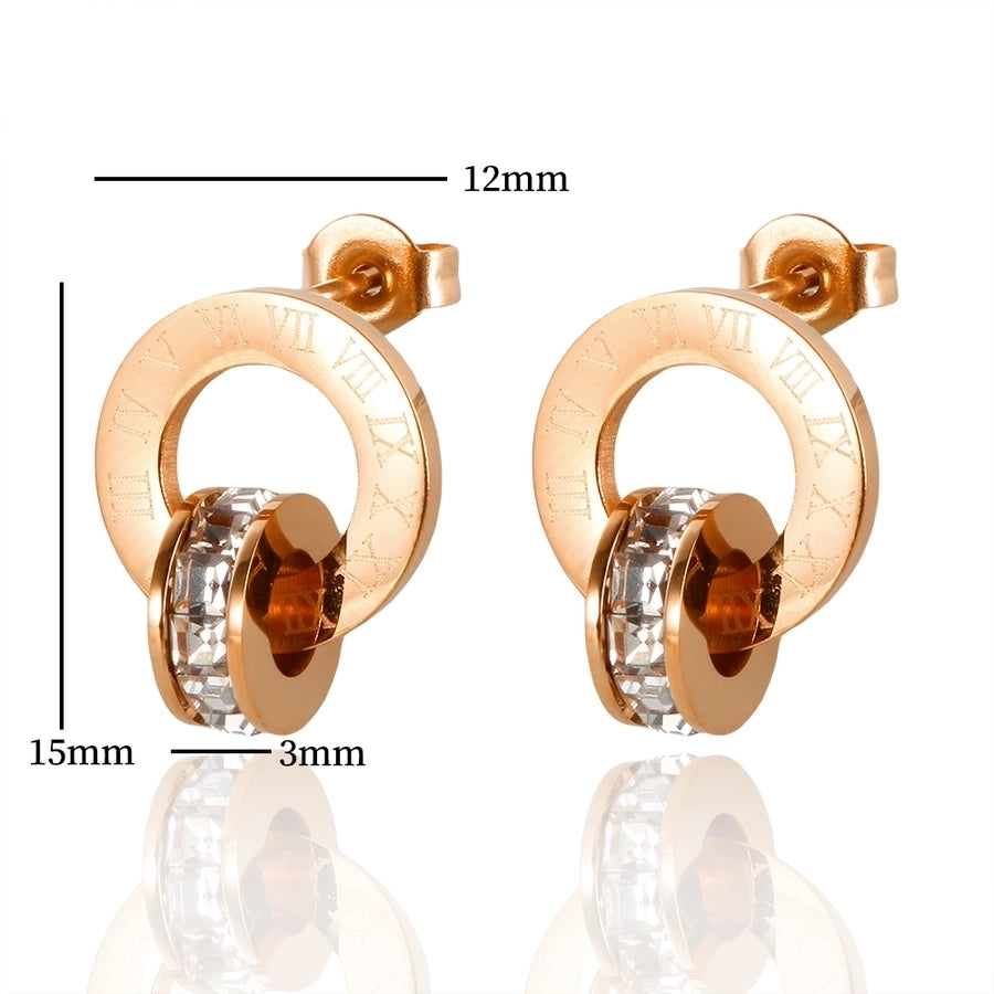 1 Pair Hip-Hop Simple Style Commute Circle Roman Numeral Inlay 304 Stainless Steel Zircon Ear Studs - CEJEW