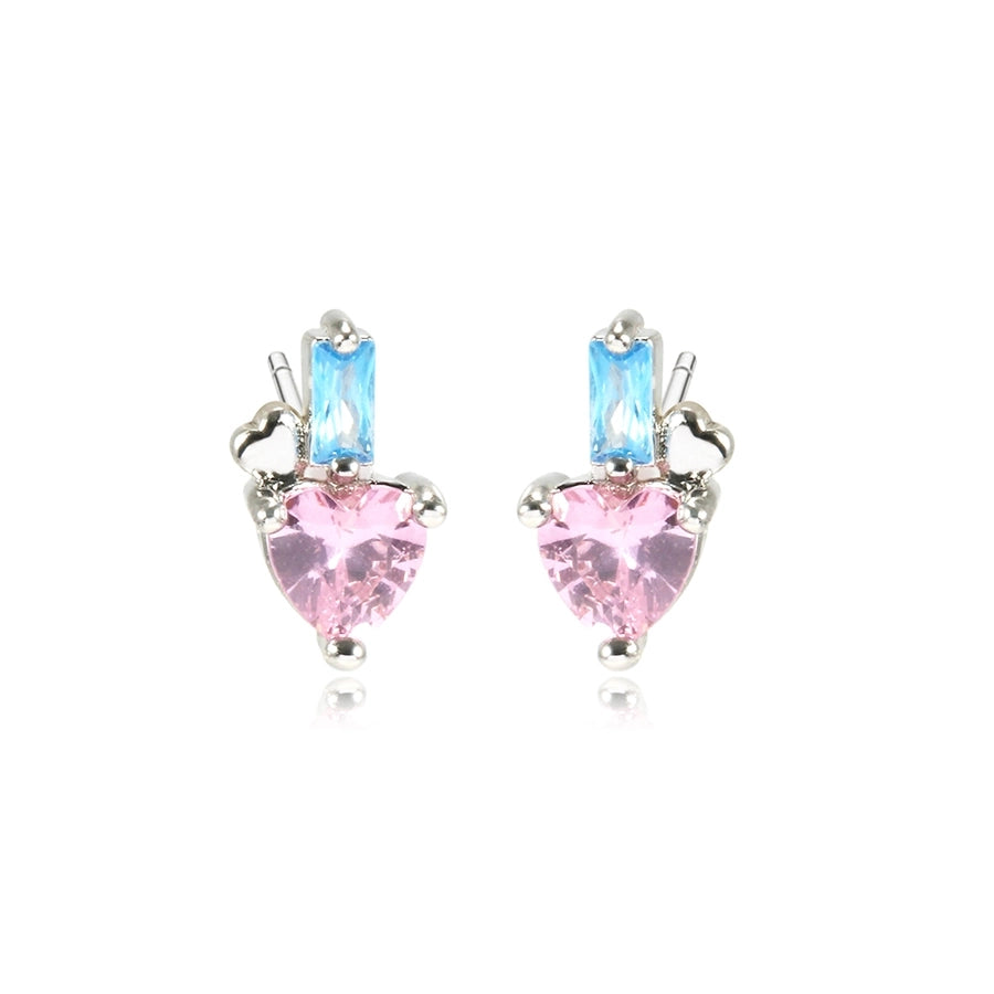 1 Pair IG Style Simple Style Geometric Star Heart Shape Inlay Copper Zircon Ear Studs