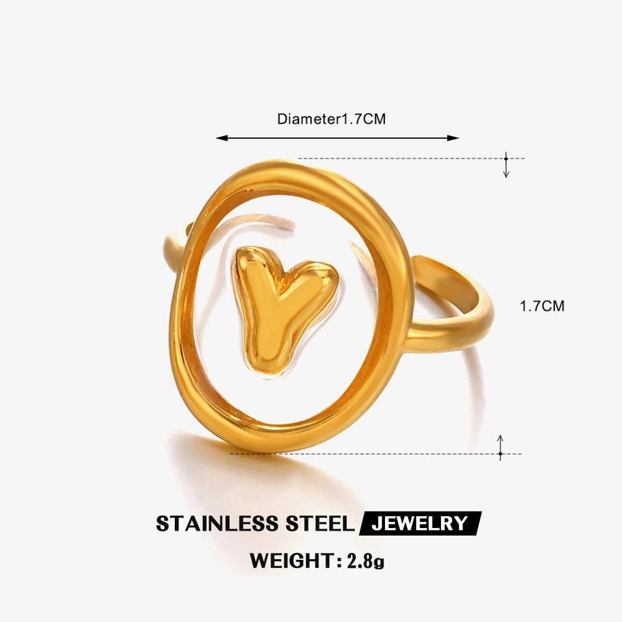 Jewelry Vintage Style Simple Style Letter 304 Stainless Steel Resin 18K Gold Plated Open Rings