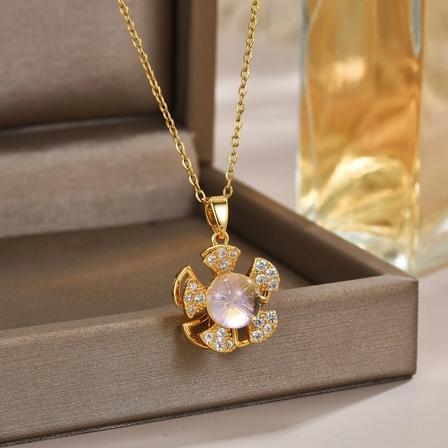 Jewelry Simple Style Classic Style Printing Titanium Steel Zircon Inlay Pendant Necklace