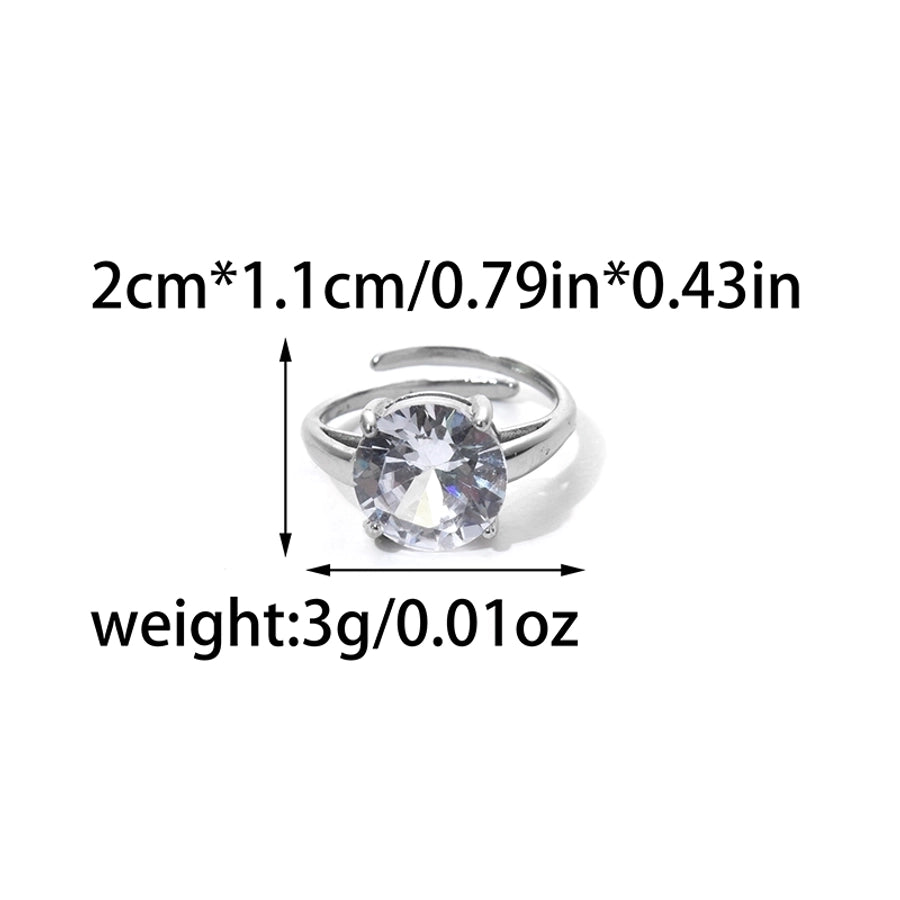 Jewelry Glam Shiny Round Water Droplets Rectangle 304 Stainless Steel Zircon 14K Gold Plated Inlay Open Rings