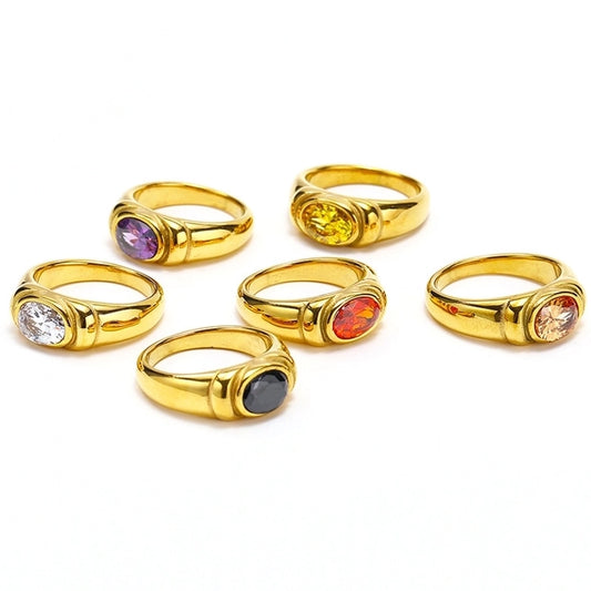 Jewelry Lady Geometric Titanium Steel Zircon Inlay Rings