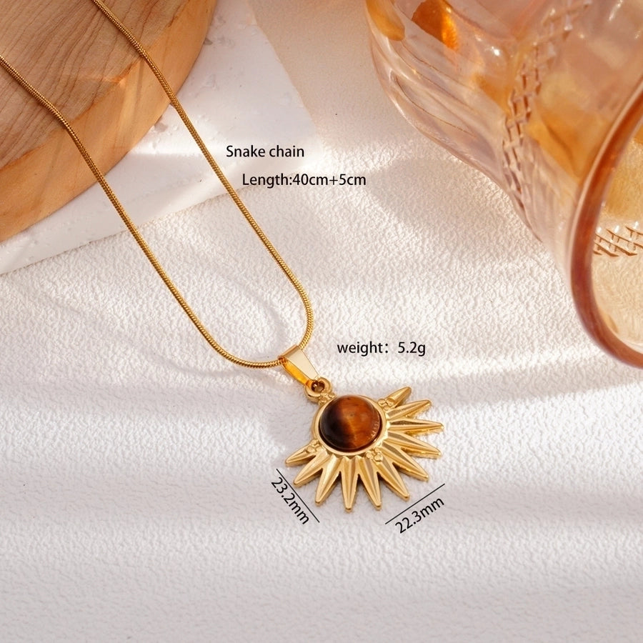 Jewelry Elegant Retro Sun 304 Stainless Steel 316 Stainless Steel  Pendant Necklace