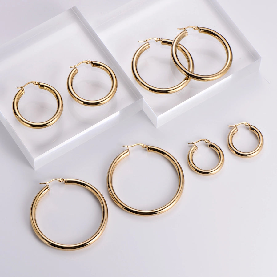 1 Pair Simple Style Geometric Plating 304 Stainless Steel No Inlaid 18K Gold Plated Stainless Steel Earrings