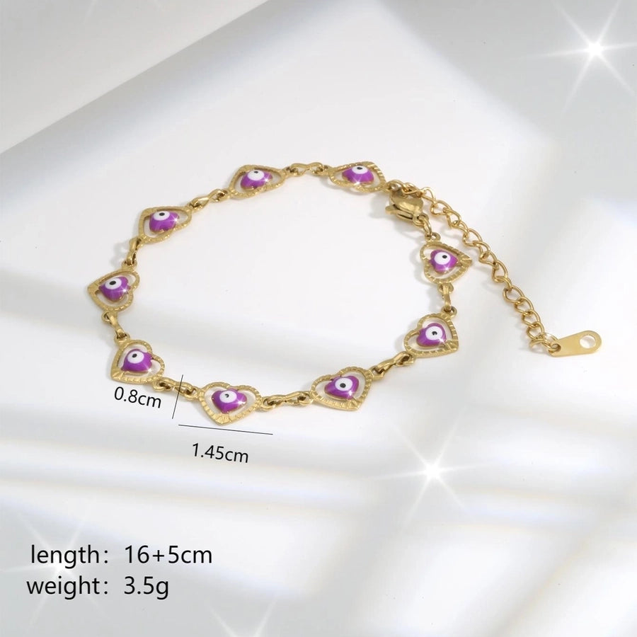 Elegant Romantic Sweet Heart Shape 304 Stainless Steel 18K Gold Plated Stainless Steel Bracelets In Bulk