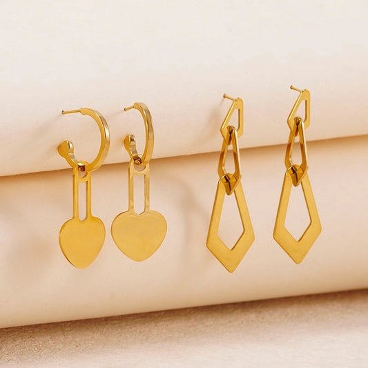 1 Pair Casual Business Commute Geometric 304 Stainless Steel 18K Gold Plated Drop Earrings