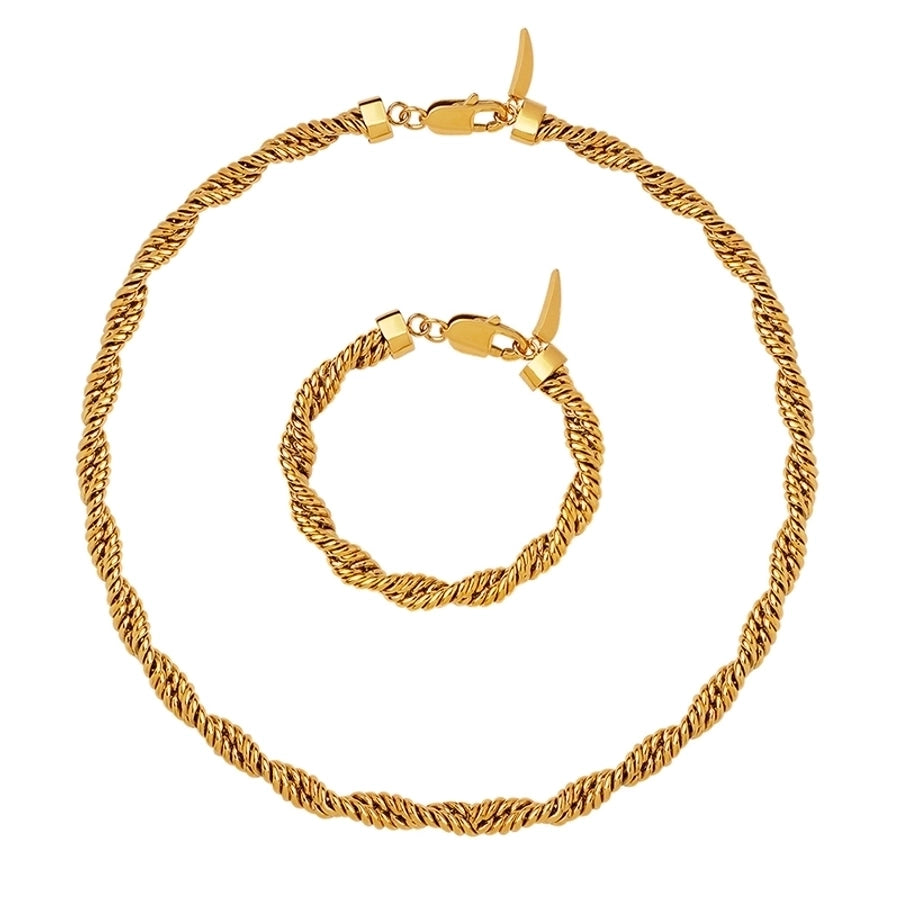 Jewelry Simple Style Twist 304 Stainless Steel 18K Gold Plated Gold Plated Bracelets Necklace