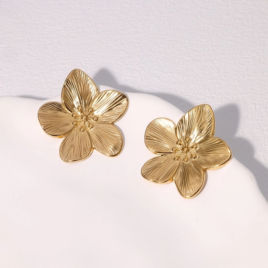 1 Pair IG Style Elegant Simple Style Flower 304 Stainless Steel 18K Gold Plated Ear Studs