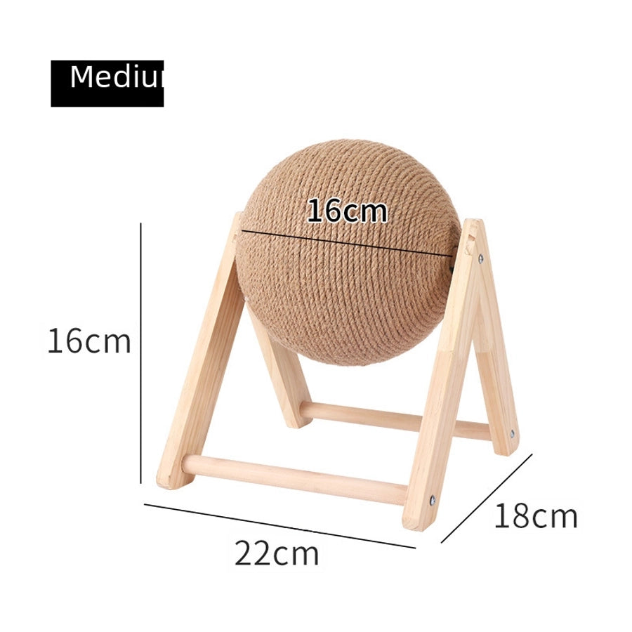 Wooden Cat Scratch Board Toy Durable Cat Scratching Post Ball Hand-wound Rope Climbing Frame Pet Supplies