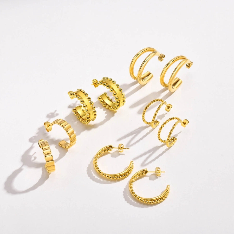 1 Pair Simple Style Solid Color Plating 304 Stainless Steel Gold Plated Earrings