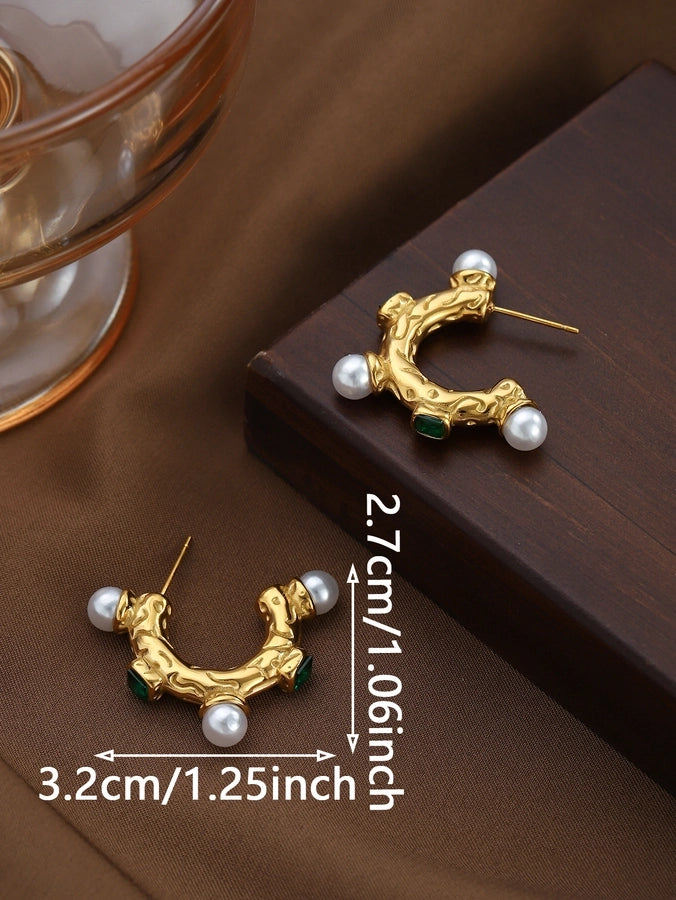 1 Pair Elegant Classical Vintage Style Letter 304 Stainless Steel Earrings