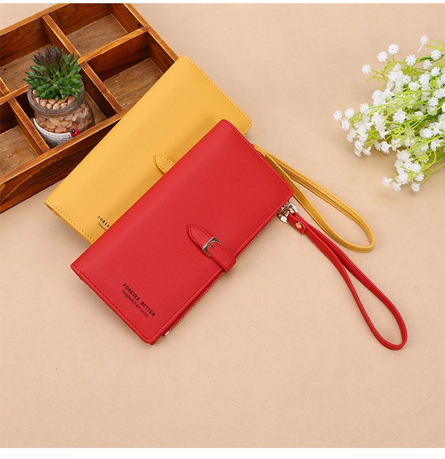 Women's Solid Color Pu Leather Buckle Wallets