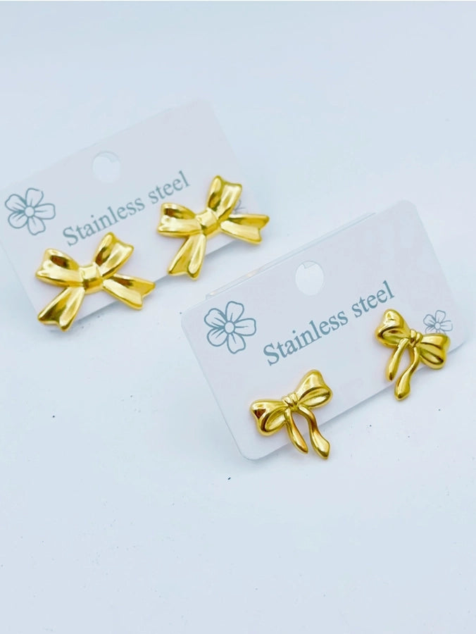 1 Pair Sweet Simple Style Butterfly Bow Knot 304 Stainless Steel Ear Studs