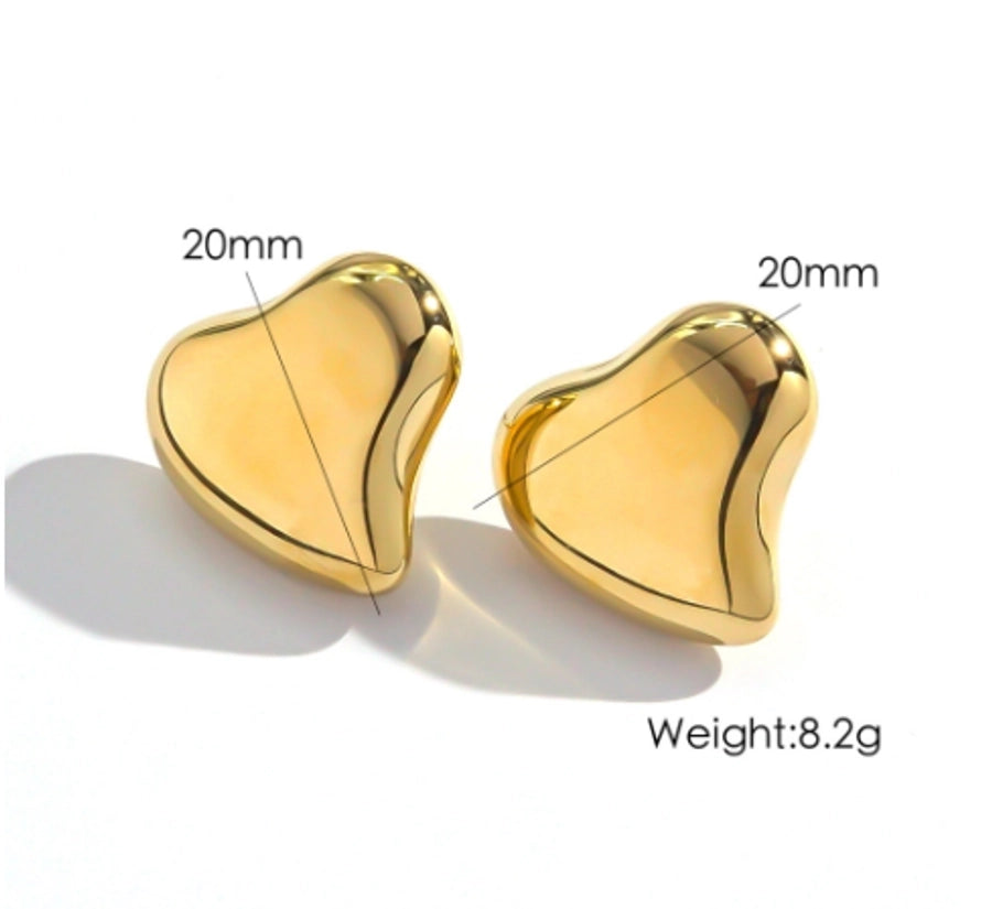 1 Pair IG Style Simple Style Classic Style Heart Shape Plating 304 Stainless Steel 14K Gold Plated Ear Studs