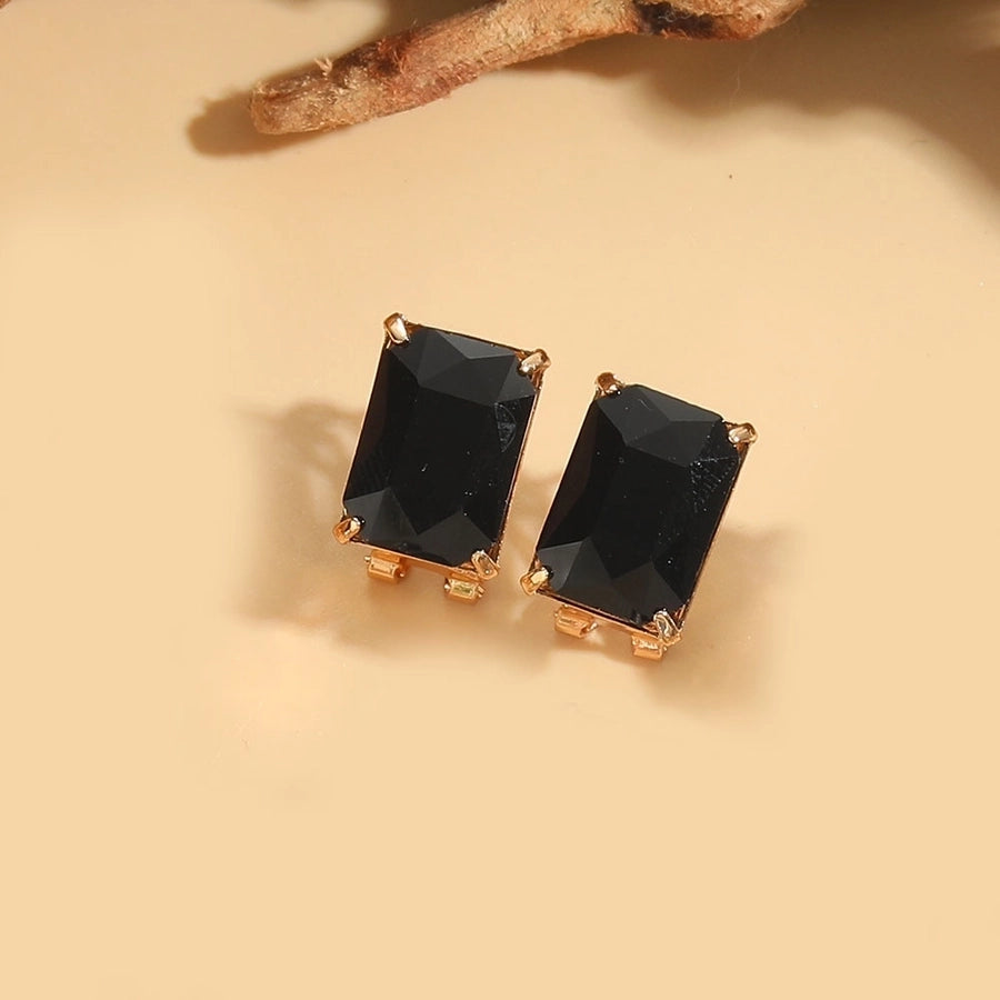 1 Pair Vintage Style Simple Style Commute Square Inlay Copper Zircon 14K Gold Plated Ear Studs