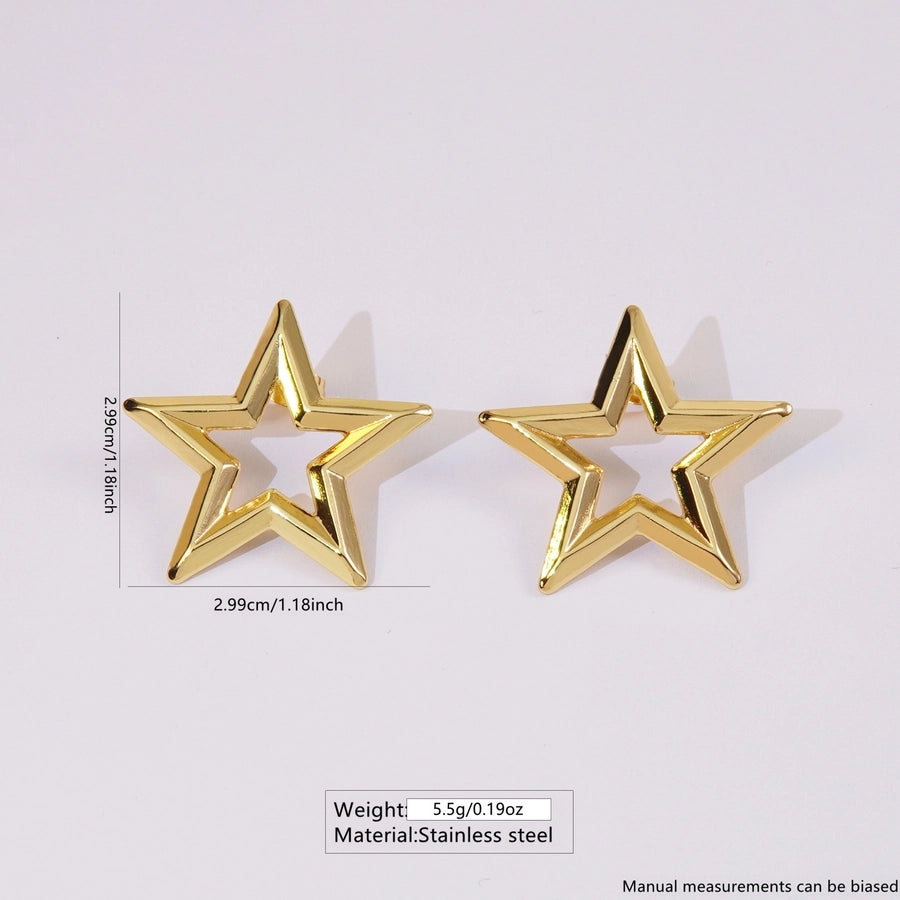 1 Pair Elegant Simple Style Classic Style Star 304 Stainless Steel Imitation Gold  Ear Studs