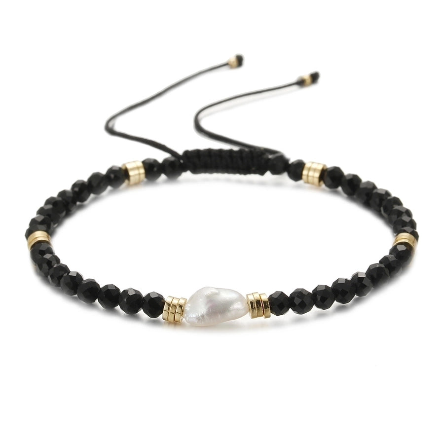 ethnic style round natural stone freshwater pearl copper plating 18k gold plated bracelets