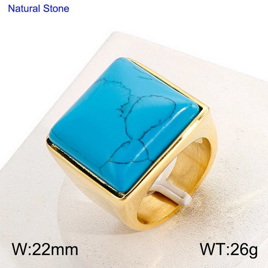 Jewelry Vintage Style Geometric Square Stainless Steel 18K Gold Plated Plating Rings