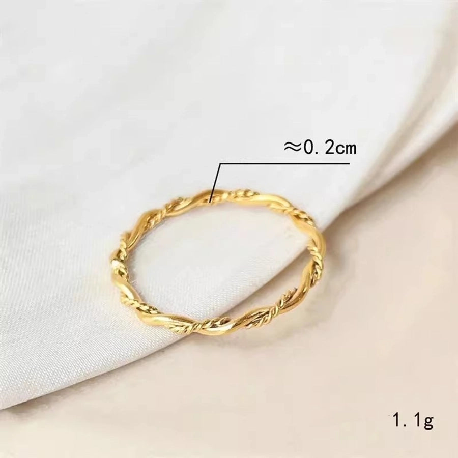 Titanium Steel 18K Gold Plated Elegant Cute Luxurious Plating Braid Twist Titanium Steel Rings