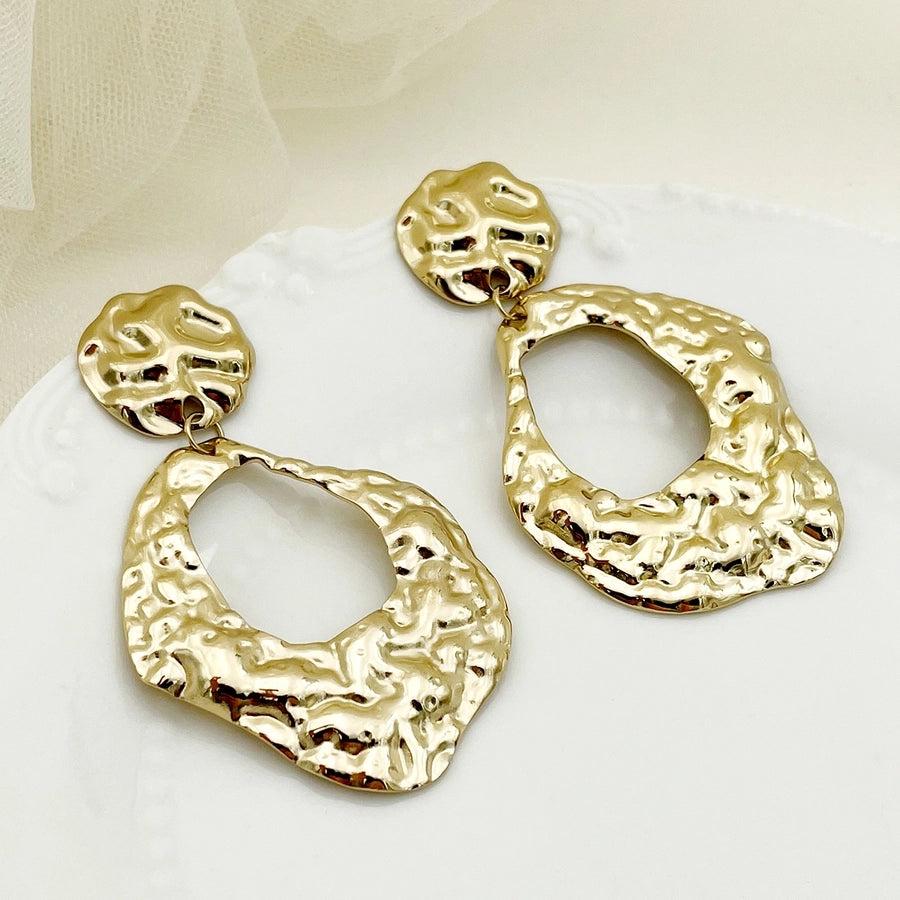 1 Pair Basic Modern Style Classic Style Round Flower Plating 304 Stainless Steel Gold Plated Drop Earrings