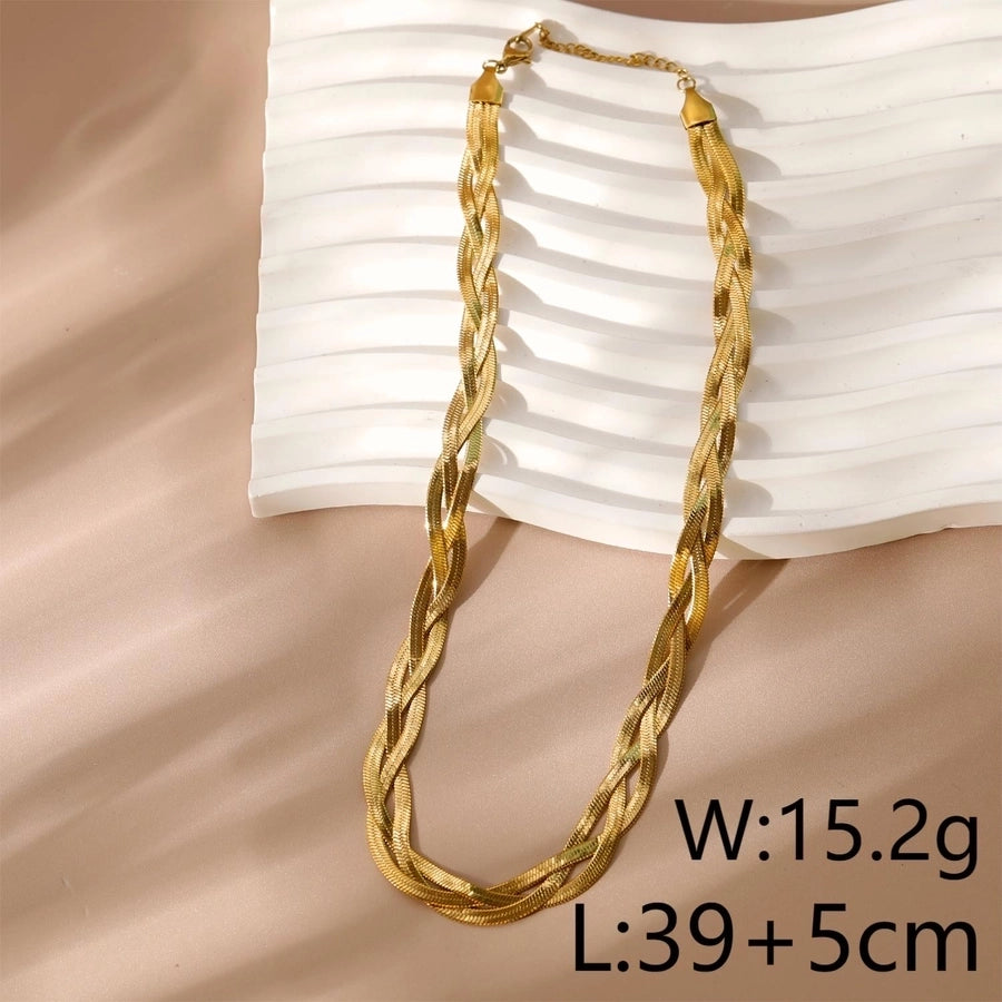 Jewelry Simple Style Commute Geometric 304 Stainless Steel 18K Gold Plated White Gold Plated Chain Bracelets Necklace