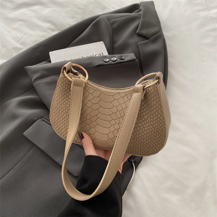 Women's Small PU Solid Color Streetwear Sewing Thread Square Zipper Underarm Bag