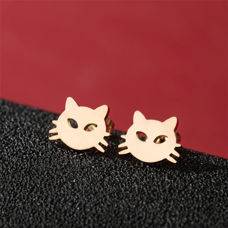 1 Pair Cute Basic Sweet Animal Cat Polishing Plating 304 Stainless Steel 18K Gold Plated Ear Studs