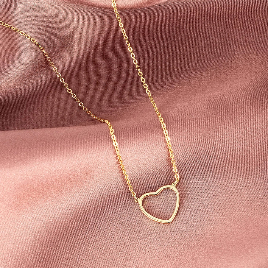 simple style heart shape stainless steel titanium steel plating necklace