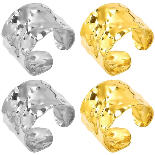 Jewelry IG Style French Style Geometric 304 Stainless Steel 18K Gold Plated Irregular Polishing Open Rings