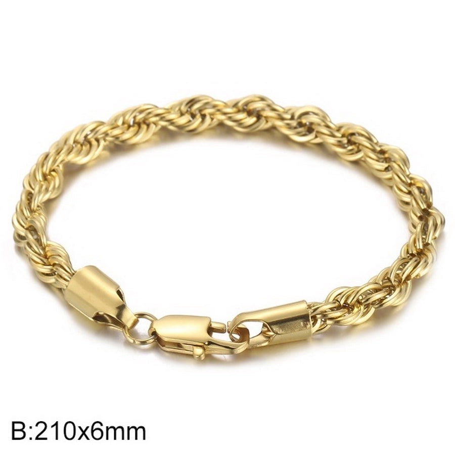 Elegant Simple Style Streetwear Twist 304 Stainless Steel 18K Gold Plated Unisex Bracelets