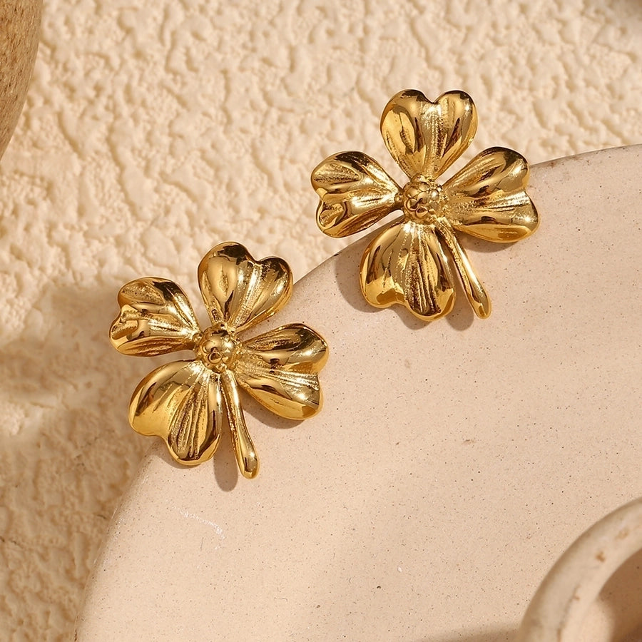 Jewelry Casual IG Style Flower 304 Stainless Steel Titanium Steel 18K Gold Plated Earrings Necklace