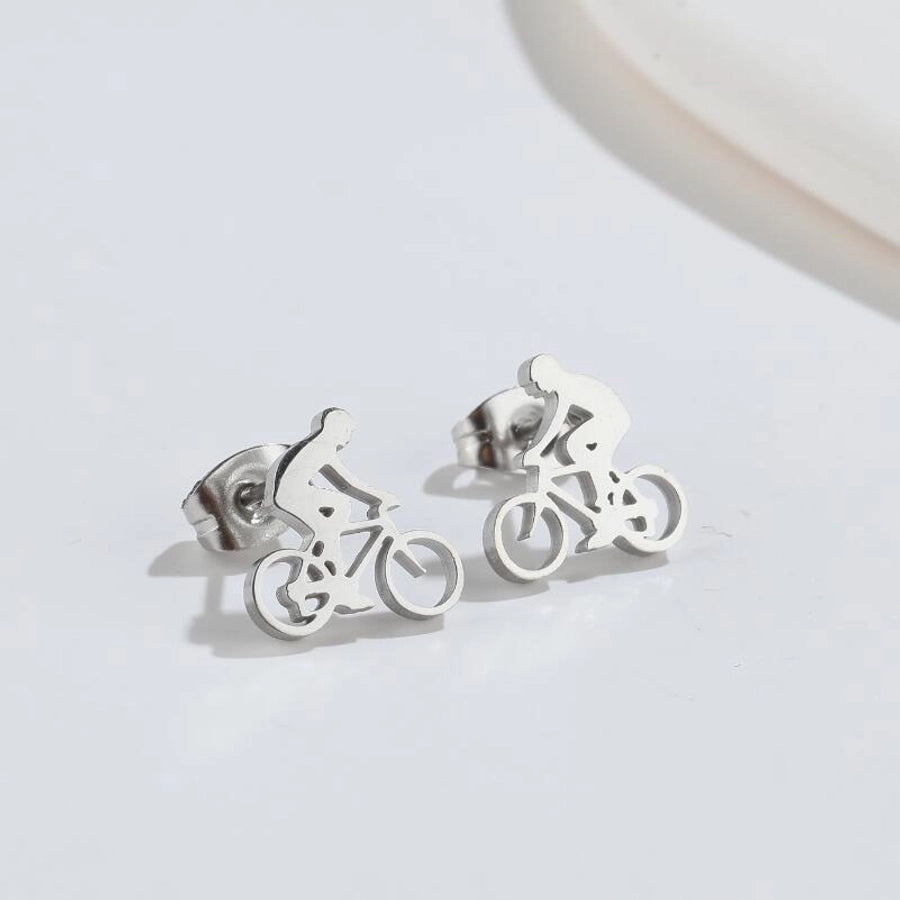 1 pair fashion star moon wings titanium steel asymmetrical plating hollow out ear studs - CEJEW