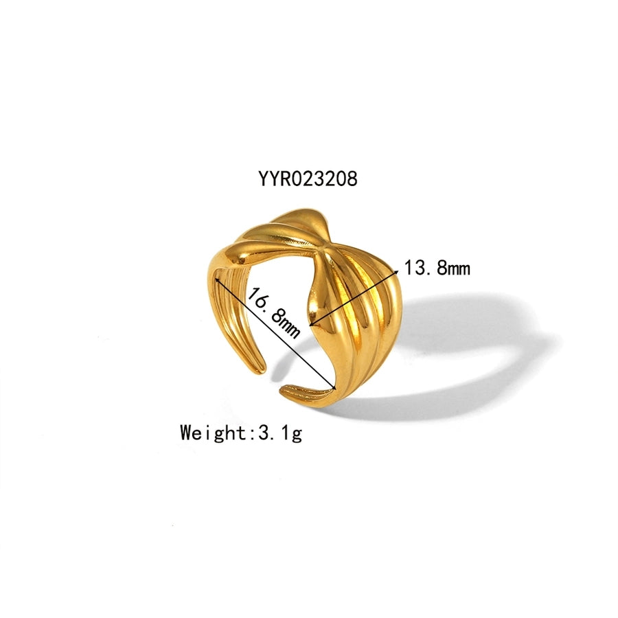 Jewelry Simple Style Irregular Solid Color Bow Knot 304 Stainless Steel 18K Gold Plated Open Rings