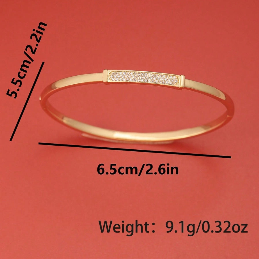 Copper 18K Gold Plated XUPING Simple Style Plating Inlay Heart Shape Zircon Bangle