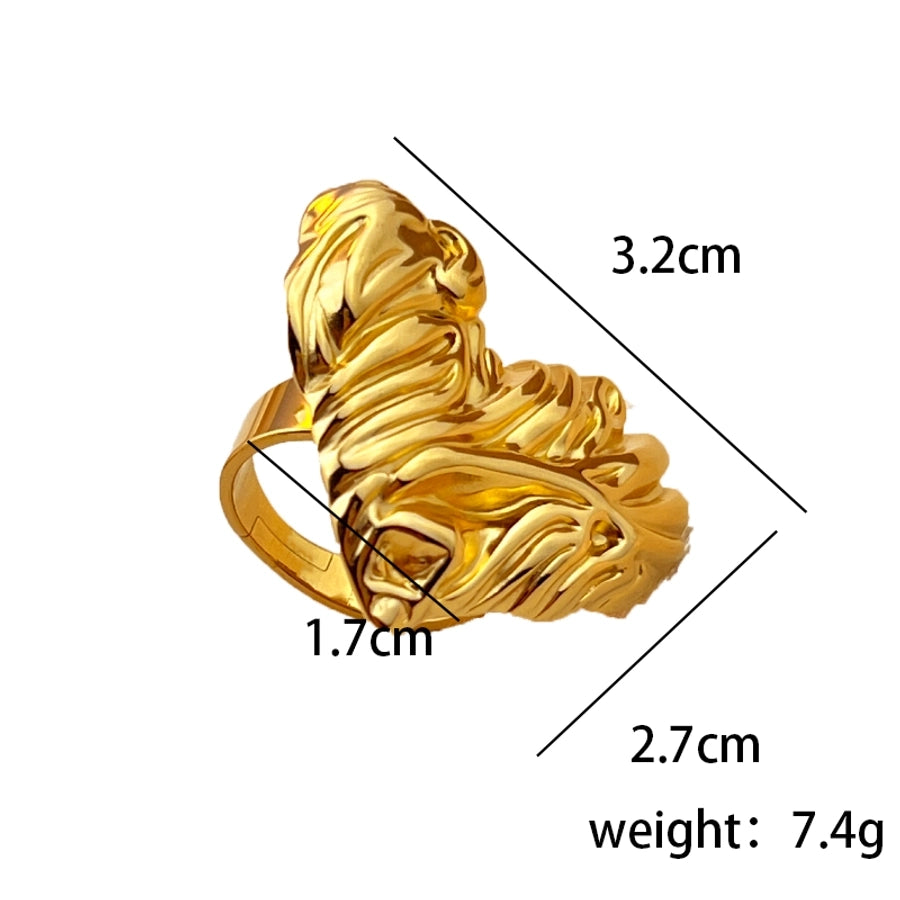 Jewelry Retro Heart Shape 304 Stainless Steel 18K Gold Plated Plating Open Rings