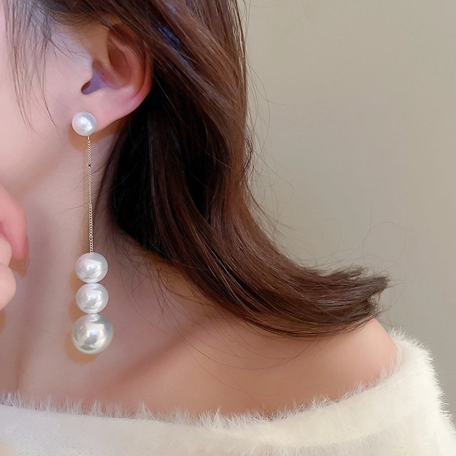 jewelry lady pearl alloy gold plated plating drop earrings - CEJEW