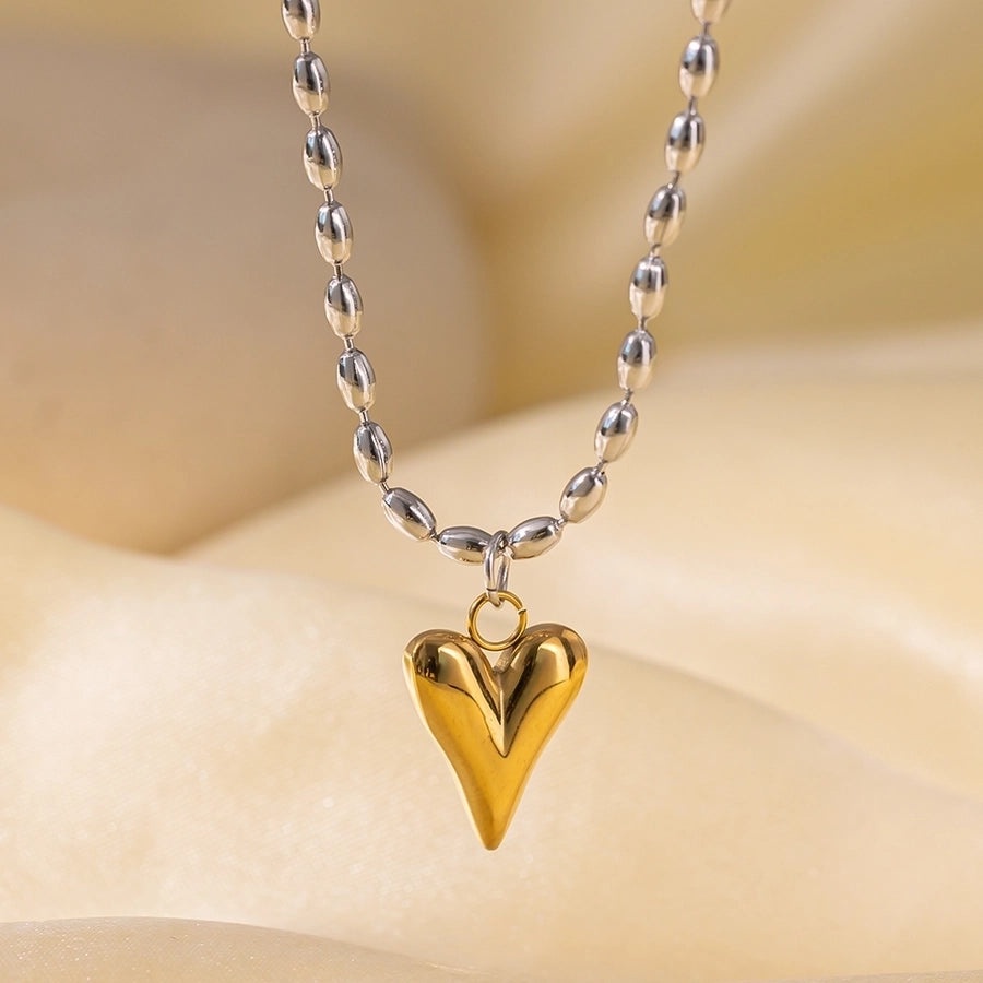 Jewelry Casual Simple Style Heart Shape 304 Stainless Steel 18K Gold Plated Polishing Plating Pendant Necklace